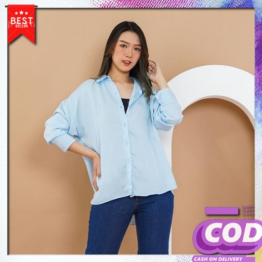 Baju Kotak Kotak Wanita Lengan Panjang Kemeja Tunik Blouse Oversize Korea Crop Terbaru Atasan Kemeja
