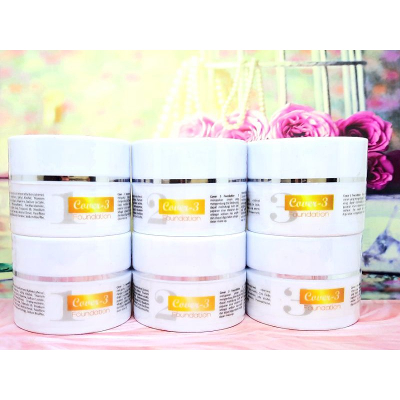 COVER 3 SUNSCREEN FOUNDATION ASLIIII  NYAMAN DI WAJAH 2 VARIASI WARNA