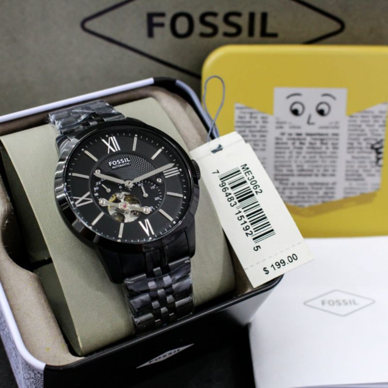 Jam Fossil ME3062 / ME 3062 Automatic Original stainless Blalck Fullset