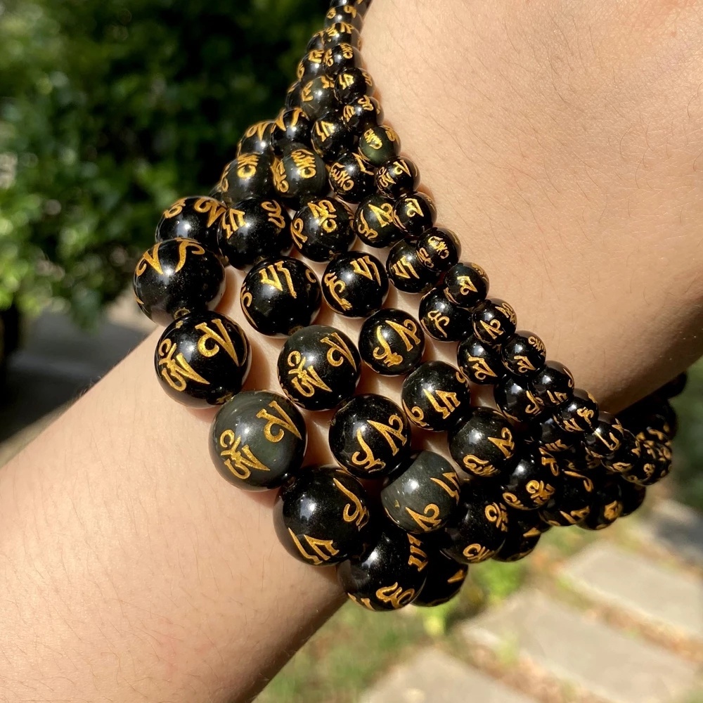 50 / 100 Pcs Manik-Manik Buddha Charms Ukiran Naga Emas Ukuran 8mm - 14mm Untuk Membuat Perhiasan Gelang