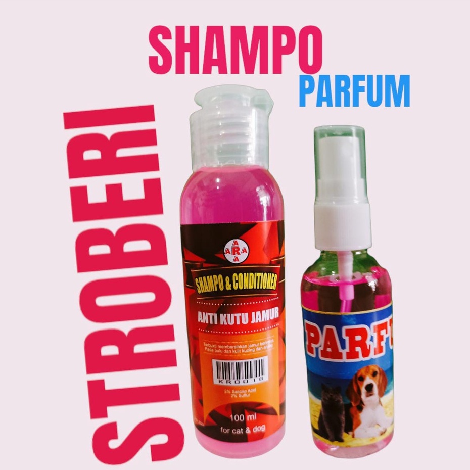 SHAMPO 100 ML + PARFUM 100 ML SAMPO DAN PARFUM KUCING ANJING ANTI KUTU JAMUR BACTERI DAN RONTOK