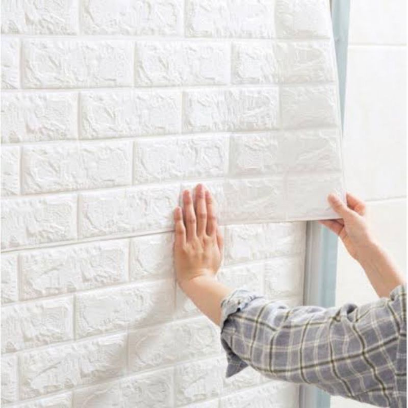 Wallpaper 3D Motif Bata Putih  BrickFoam Premium