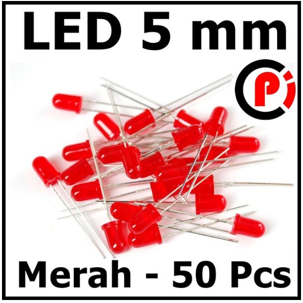 Per Bungkus isi 50pcs LED 5mm Nyala Merah Diffused Red 5 mm 50 Pcs