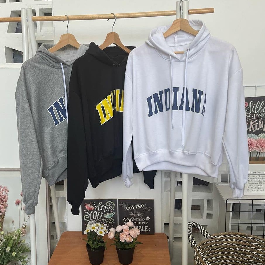 Zanah Hoodie Wanita Pria Word Indiana Terbaru