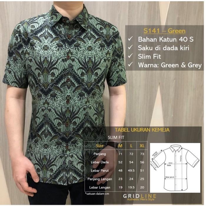 kemeja batik pria lengan pendek matching premium gridline