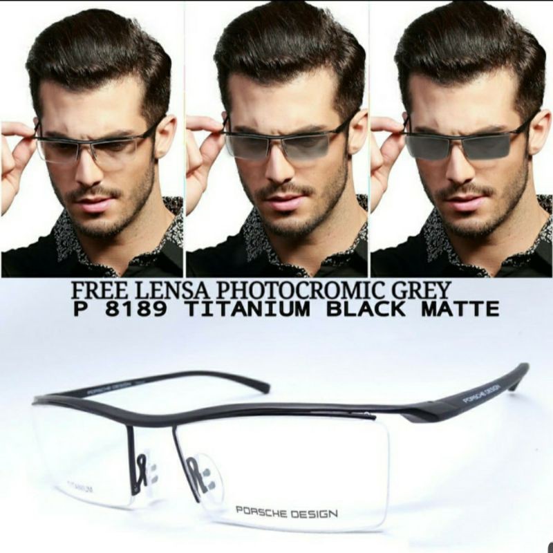 frame kacamata pria photocromic sporty porsche senur gantung minus
