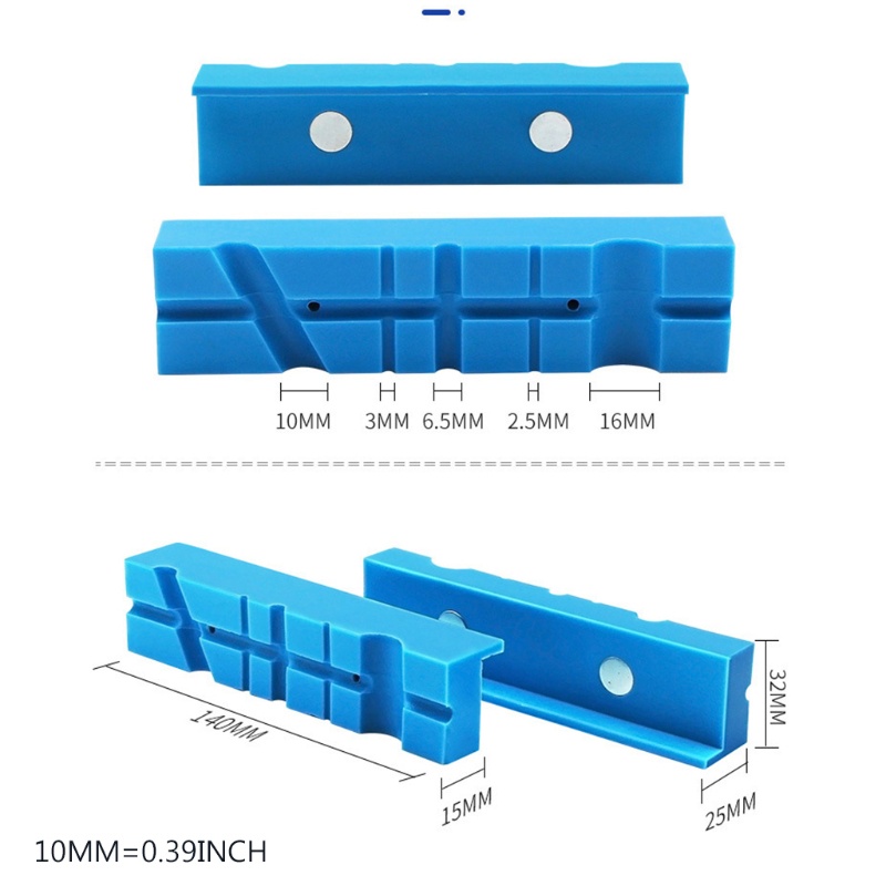 Mary 2PCS / Set Pad Karet Magnetik Untuk Ragum / Catok Meja 5.5 &quot;