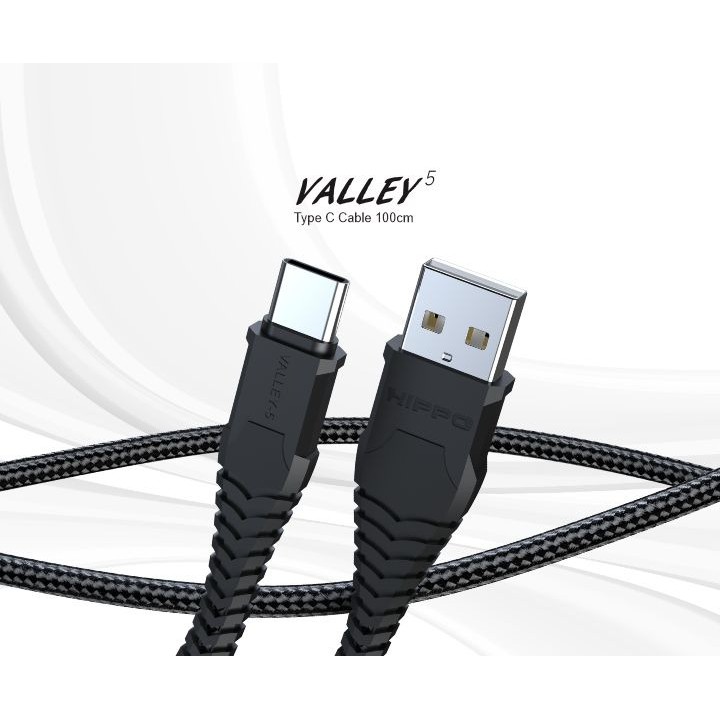 Kabel Data Hippo Valley 5 TYPE C 100 cm 3A Original Fast Charging Quick Charge Ori Tipe C