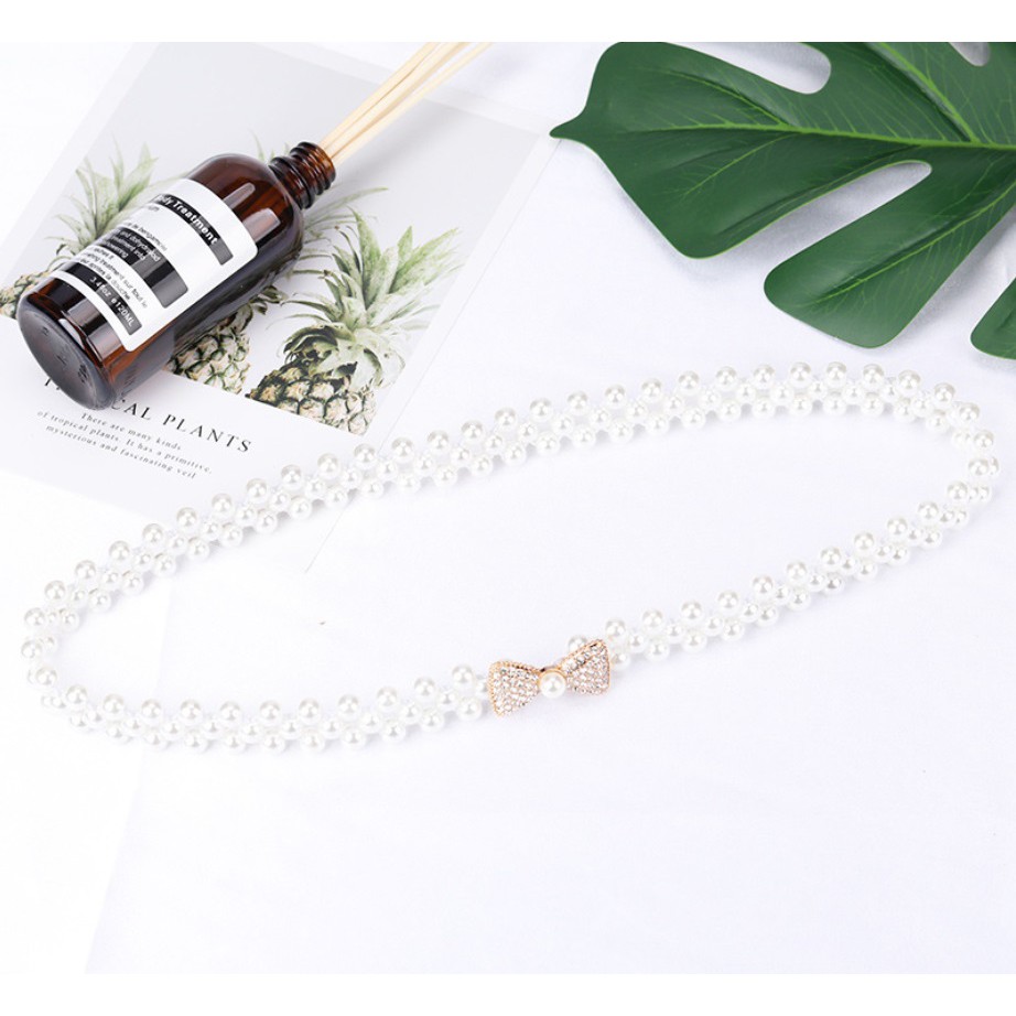 Ikat Pinggang Wanita MUTIARA PITA 01 Korea Fashion Style  Women Pearl Belt Gasper Cewe Sabuk Elastis