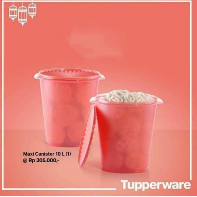 kios.lucinda - toples jumbo kerupuk snack maxi canister 10L tupperware warna peach