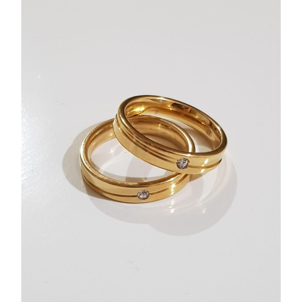 Couple &amp; Single Ring Titanium Gold Antikarat CRG03