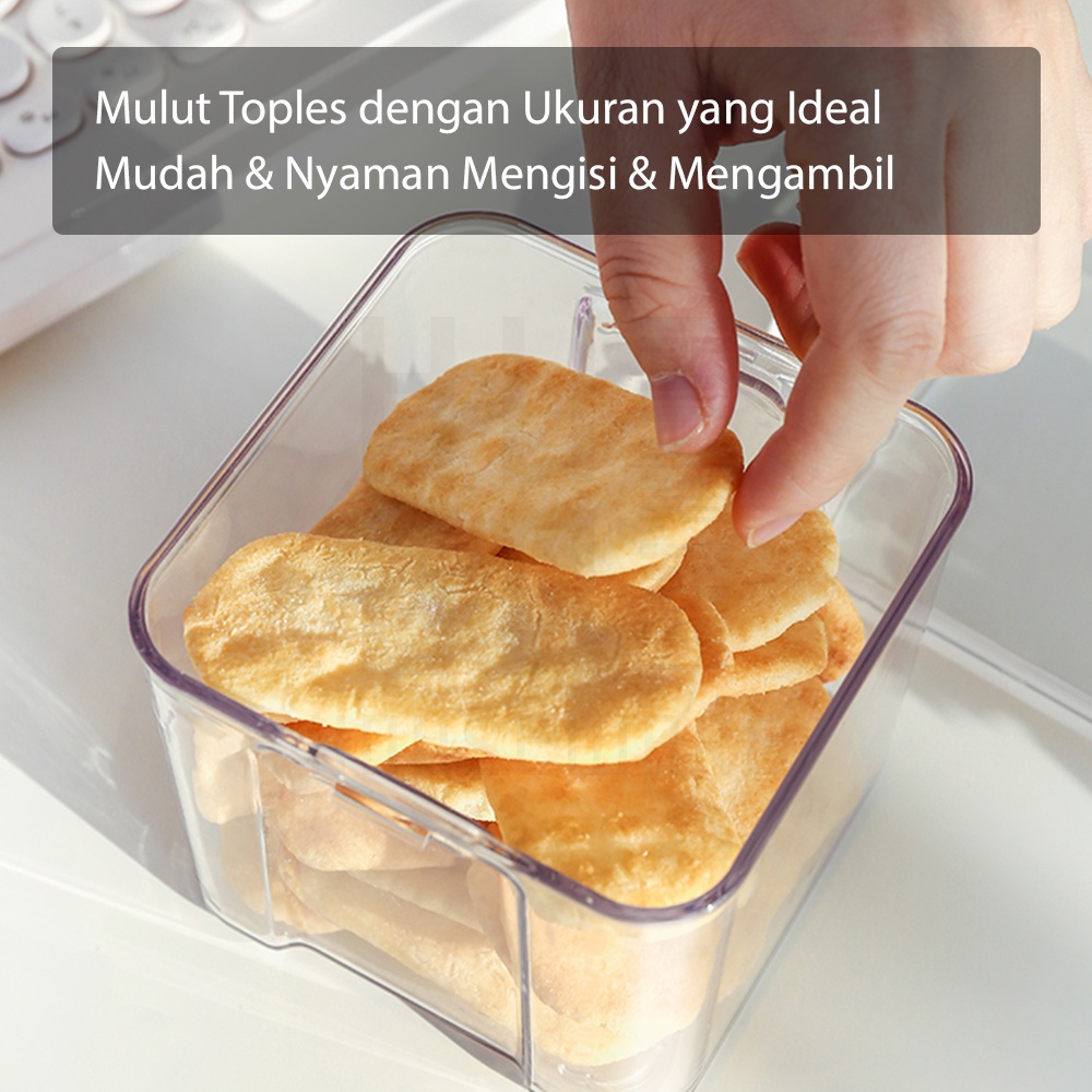 HUGO Toples Kotak Snack Kedap Udara Penyimpanan Bening Cereal Kontainer Makanan Food Storage Jar Container