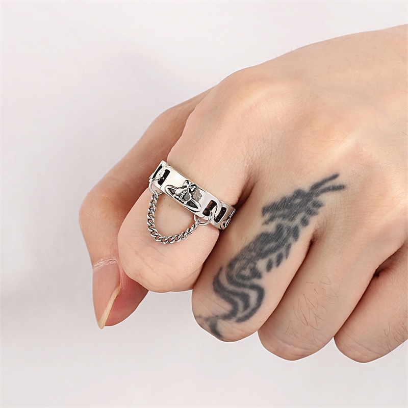 [ Fashion Simple Saturn Chain Ring Adjustable Open Rings Finger Ring Gifts Jewelry For Girl Friends ]