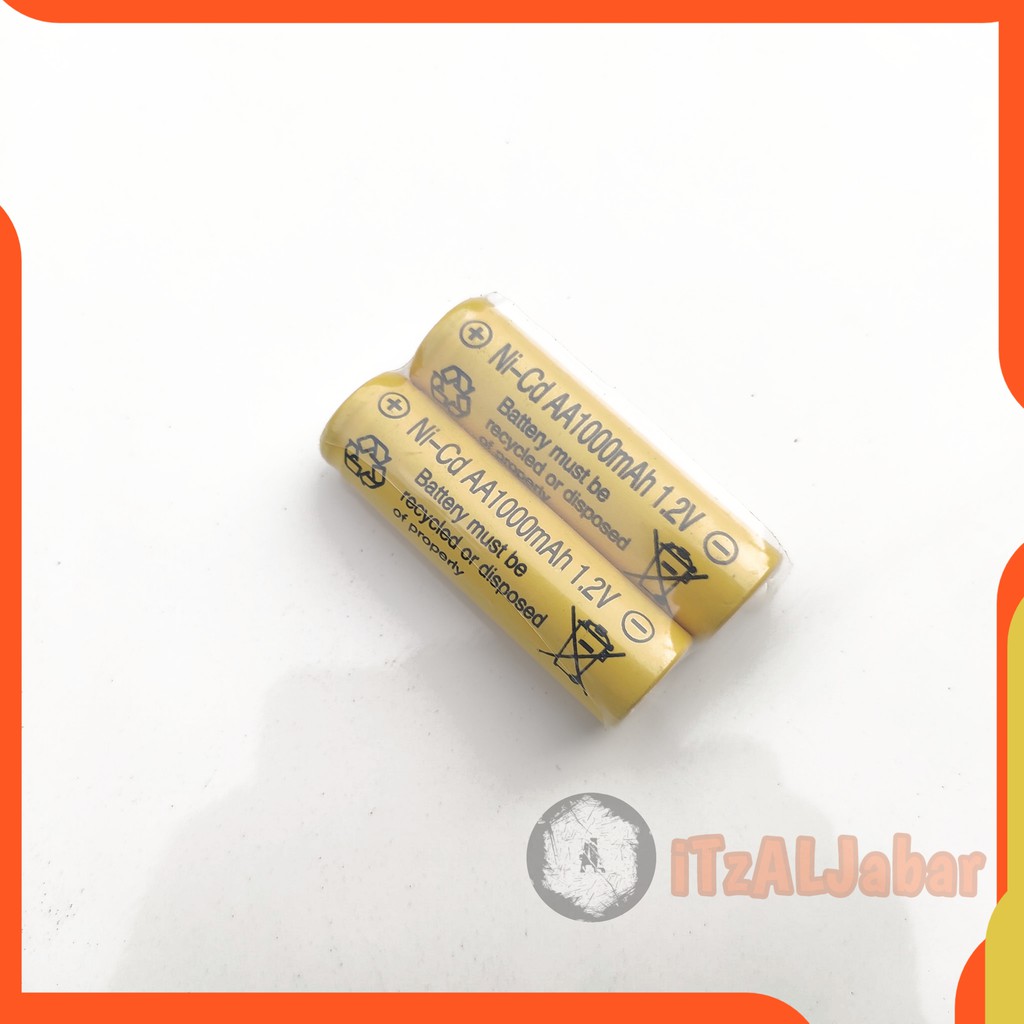 Baterai cas Ni-Cd AA 1000mAh 1.2V Batre Cas AA 1000mAh x2 baterai