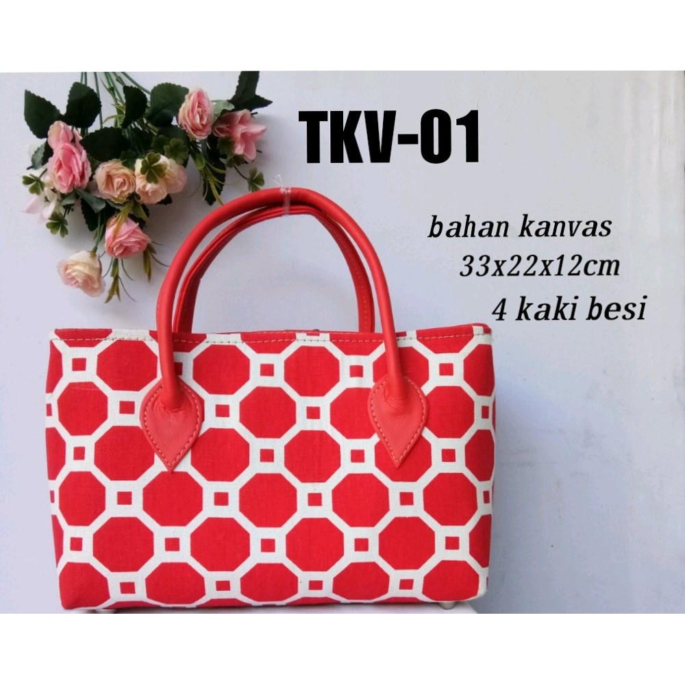 tas tenteng tas pesta resepsi tas kanvas TKV-01 merah