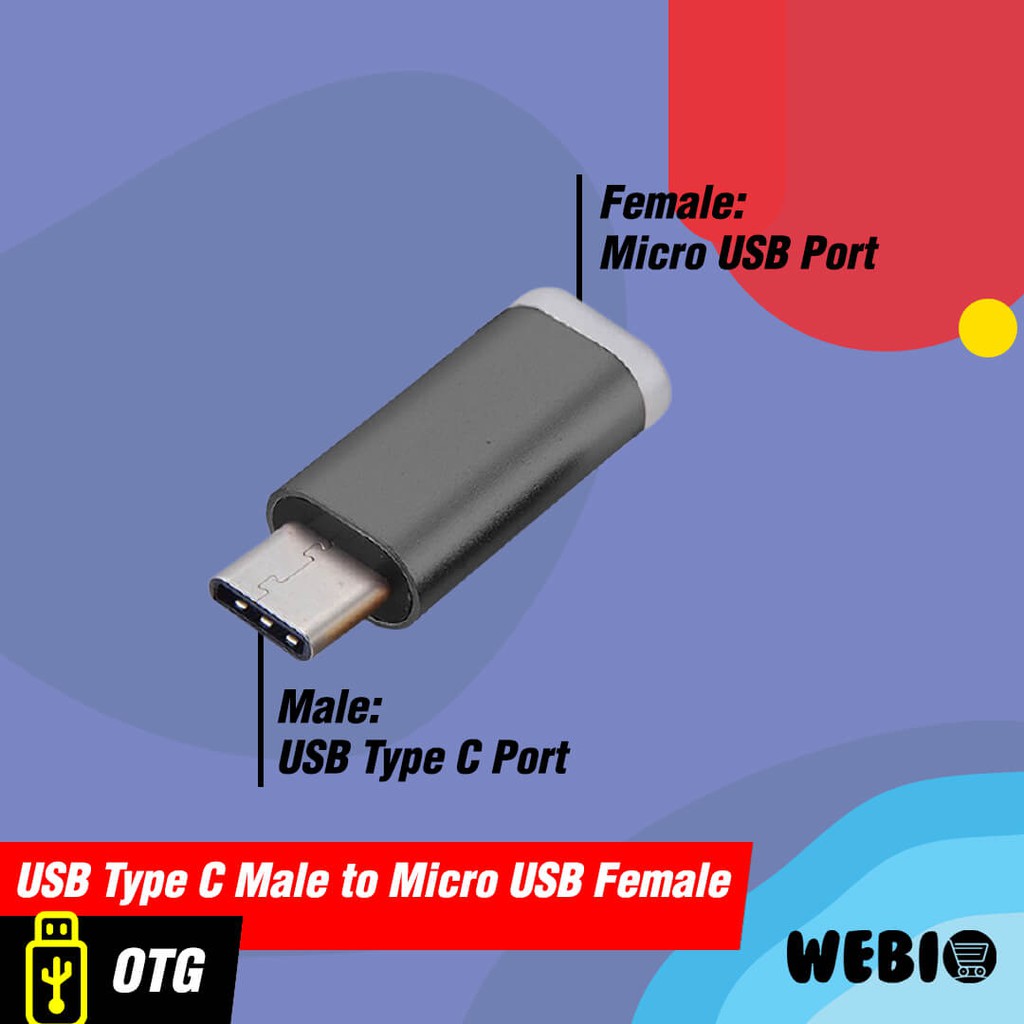 Converter OTG Type C Male To Micro USB Female Mini Connector Adapter Garansi 1 Bulan Bahan Metal