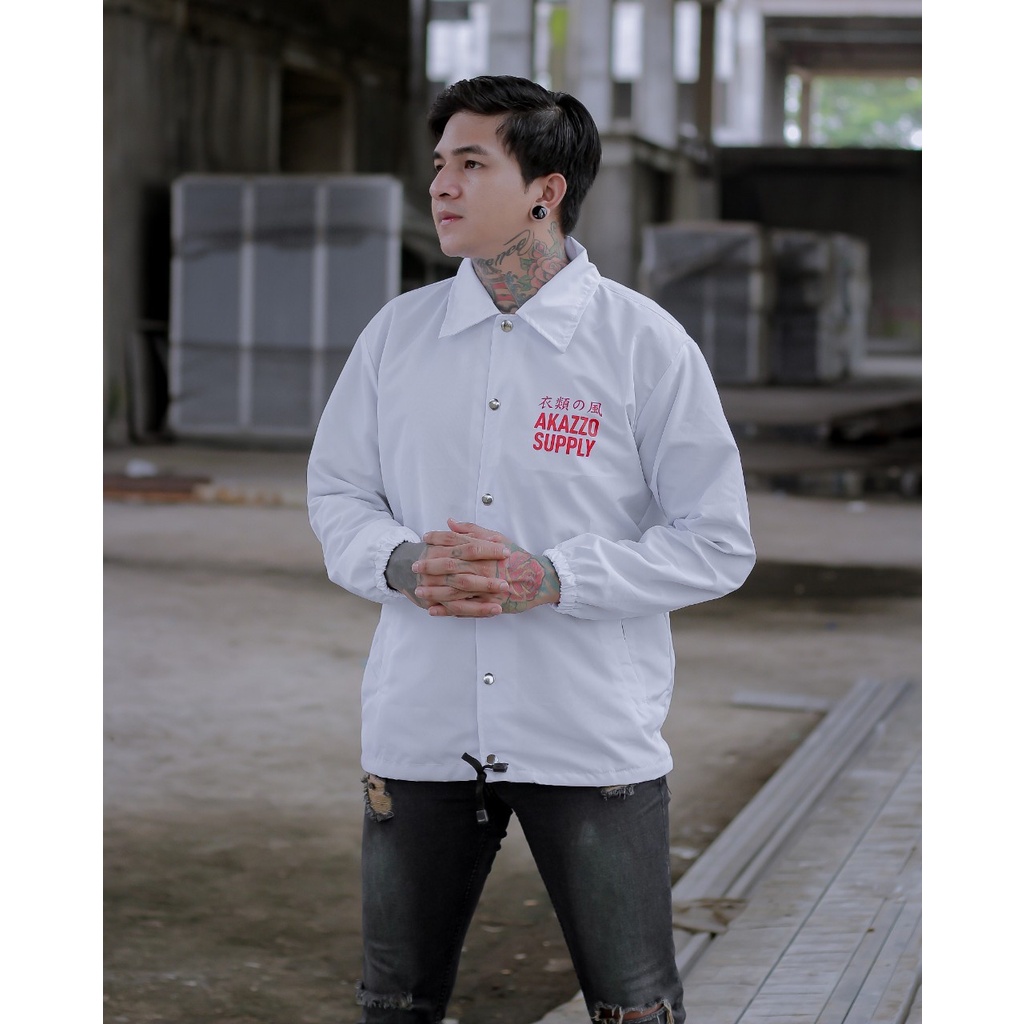 jaket parasut pria waterprof warna putih parasut jaket pria xxl coach original 100% pria Akazzo2424