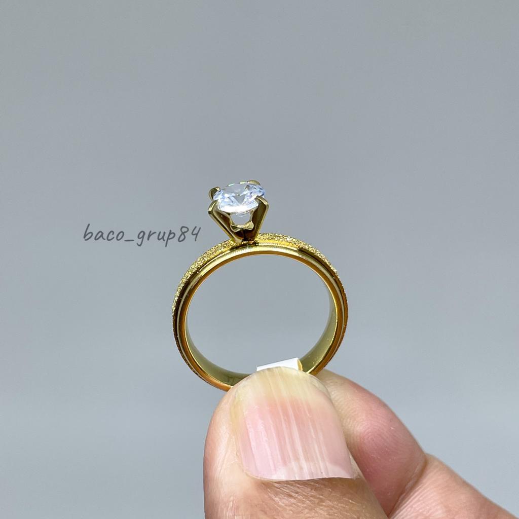 Cincin Titanium Gold Permata G14 Cincin Kawin Awet Lama Tidak Karatan Cincin Tunangan Gift