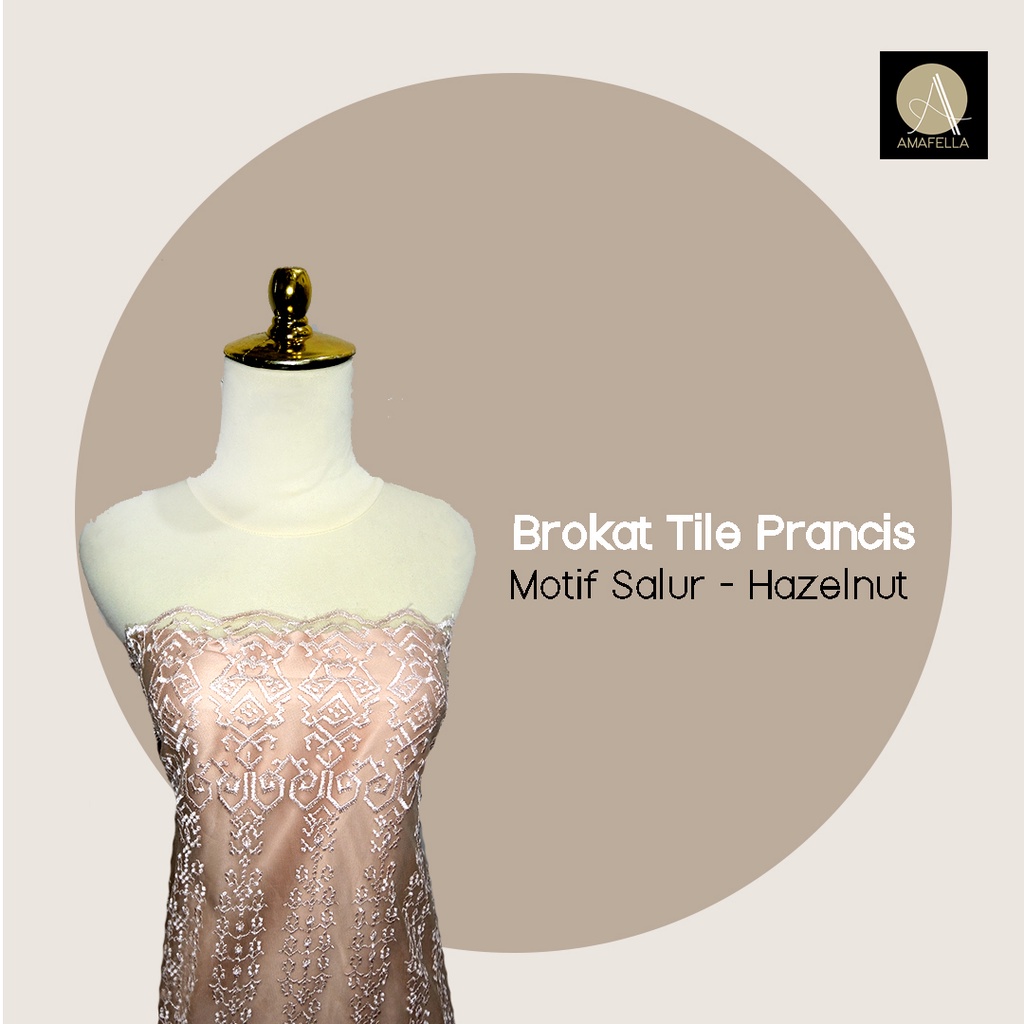 1/2 meter Kain Brokat Tile Prancis Bahan Kebaya Motif Salur