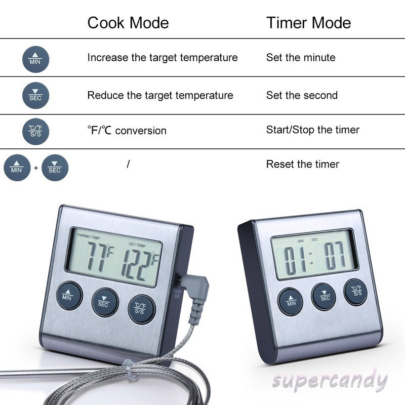 Termometer Masak Digital Bahan Stainless Steel untuk BBQ / Oven Portabel Thermometer