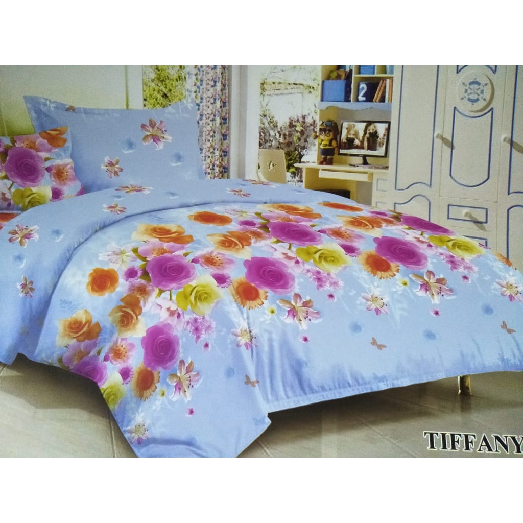 Kain Sprei Katun Jepang Motif Flower Purple