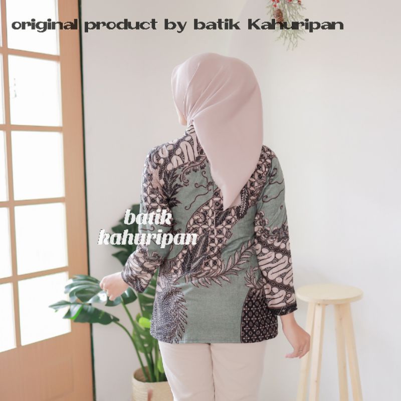 batik wanita lengan panjang batik kerja kantor motif sekar jagad by batik kahuripan