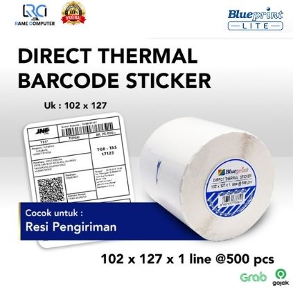 Direct Thermal Sticker/ Label Stiker BLUEPRINT 102x127x1 Line Isi 500 cocok resi pengiriman