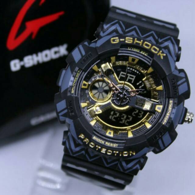 JAM TANGAN PRIA G-SHOCK GA111 BLACK GOLD MOTIF