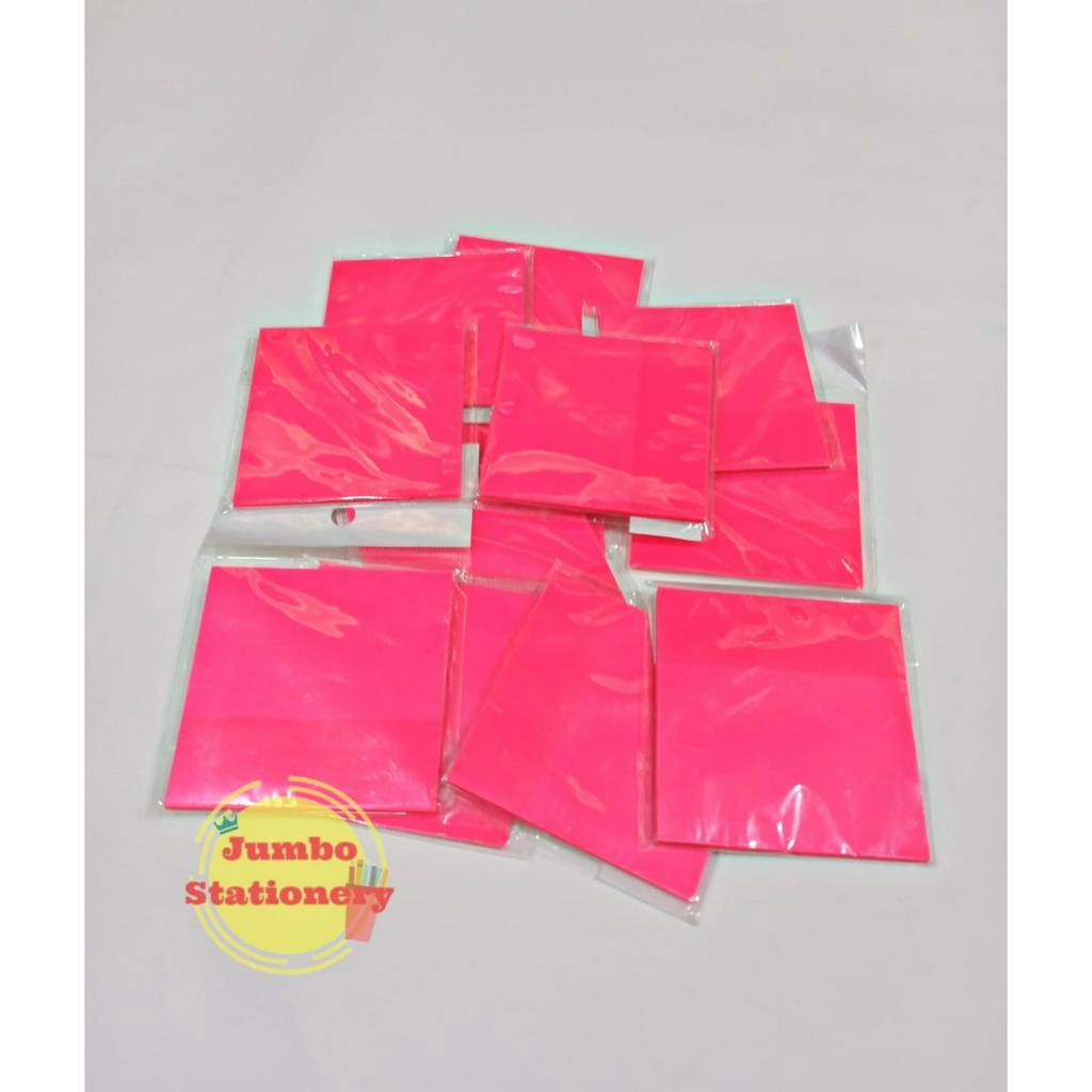 Sticky Notes Transparan Pink Kertas Memo Warna