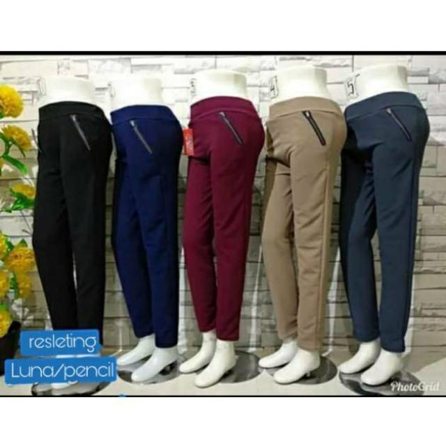 CELANA LUNA RESLETING SIZE JUMBO_BAHAN CREPE//ZIPER PANTS //muat bb 45-75kg// 1 kg - 5 pcs