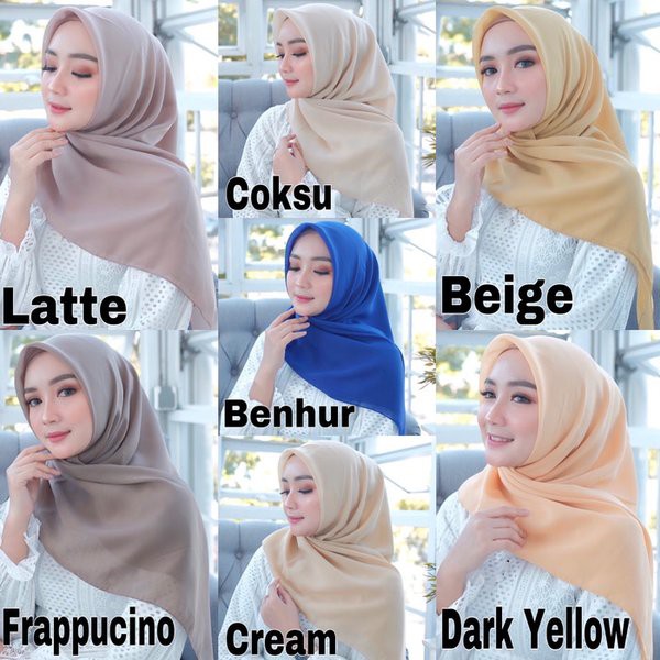 BELLA SQUARE KERUDUNG SEGIEEMPAT Hijab Pollycotton KERUDUNG SEGIEMPAT POLOS BELLA SQUARE BISA COD