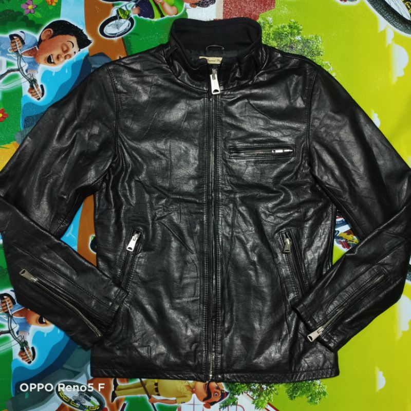JAKET KULIT PRIA UKURAN S SLIM BEKAS
