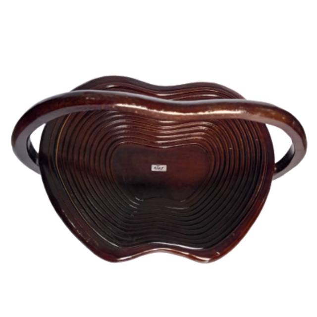 TEMPAT BUAH BENTUK APEL SPIRAL BAHAN KAYU JATI ASLI 27 x 25 x 26 cm DEKORASI RUMAH MURAH BEST SELLER