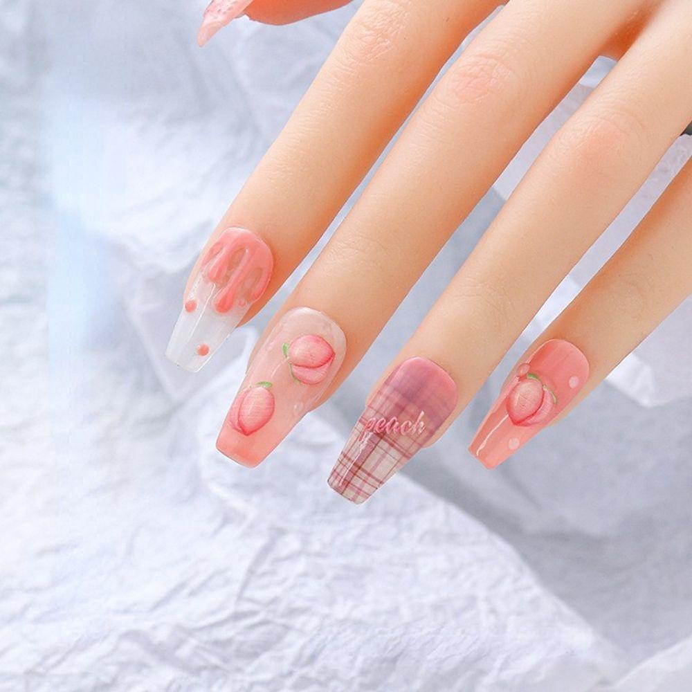 AUGUSTINA Agustina Seragam Kotak-Kotak Stiker Kuku Tahan Air High-end Kuku Kecantikan Gaya Jepang Salon Kuku Nail Art Watermarks