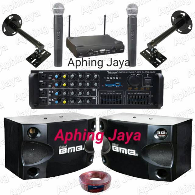 Paket Karaoke Sound System Speaker BMB 8" + Amplifier + Microphone Wireless