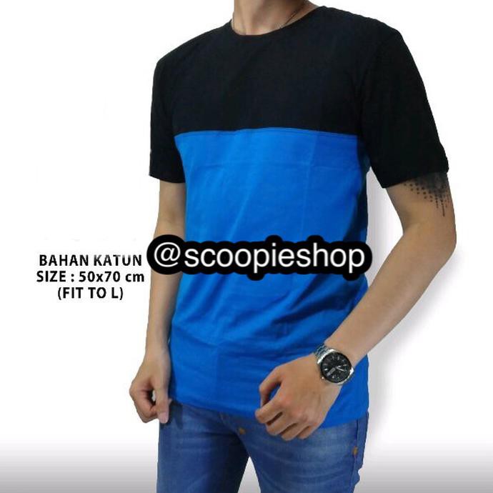 TERLARIS BAJU KAOS PRIA FLANNEL DISTRO PRIA - Hitam Biru