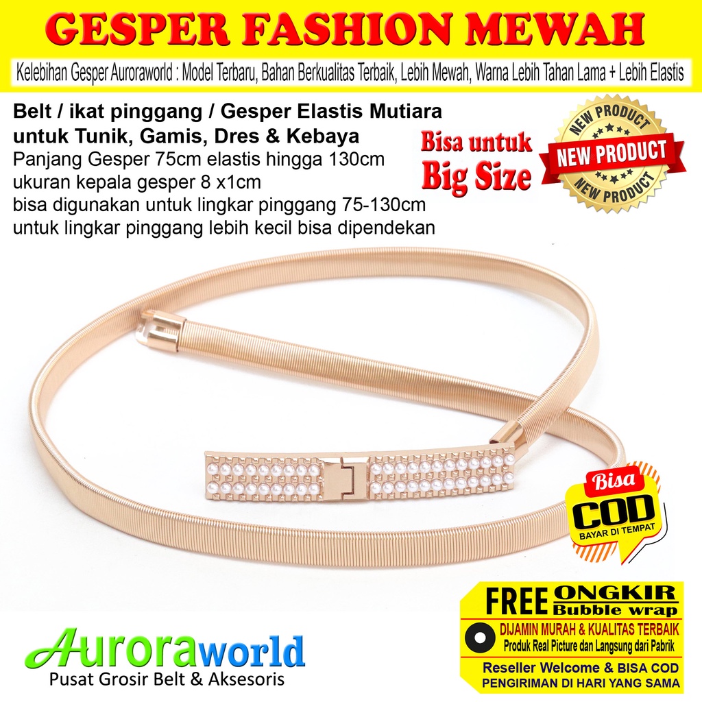 Auroraworld Gesper wanita Belt Ikat Pinggang Dres Elastis  Terbaru bisa COD