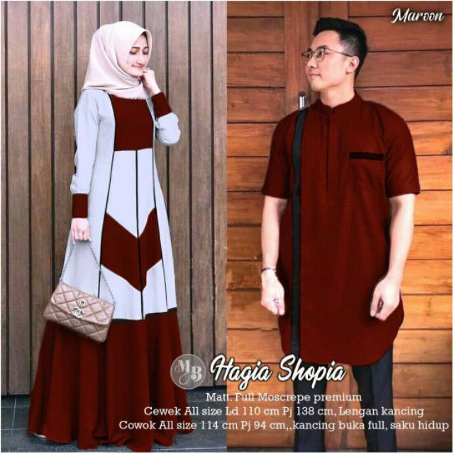 BAJU COUPLE GAMIS HAGIA COUPLE MOSCREPE