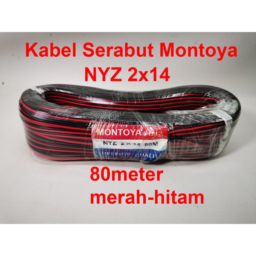 Kabel Serabut Montoya NYZ 2x14 MERAH ( Diameter 2 mm, 80 Meter )