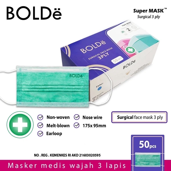 Masker Medis Wajah 3 Lapis Dengan Earloop Nyaman Digunakan (50 Pcs)