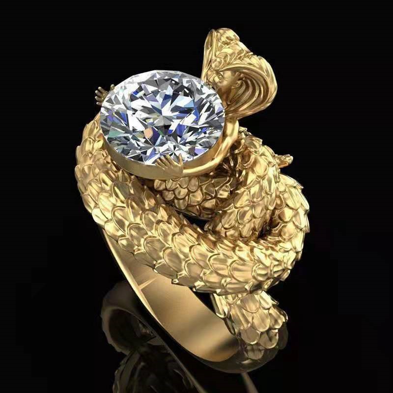 Cincin Desain Ular Lapis Emas Perak Gaya Vintage Untuk Koleksi