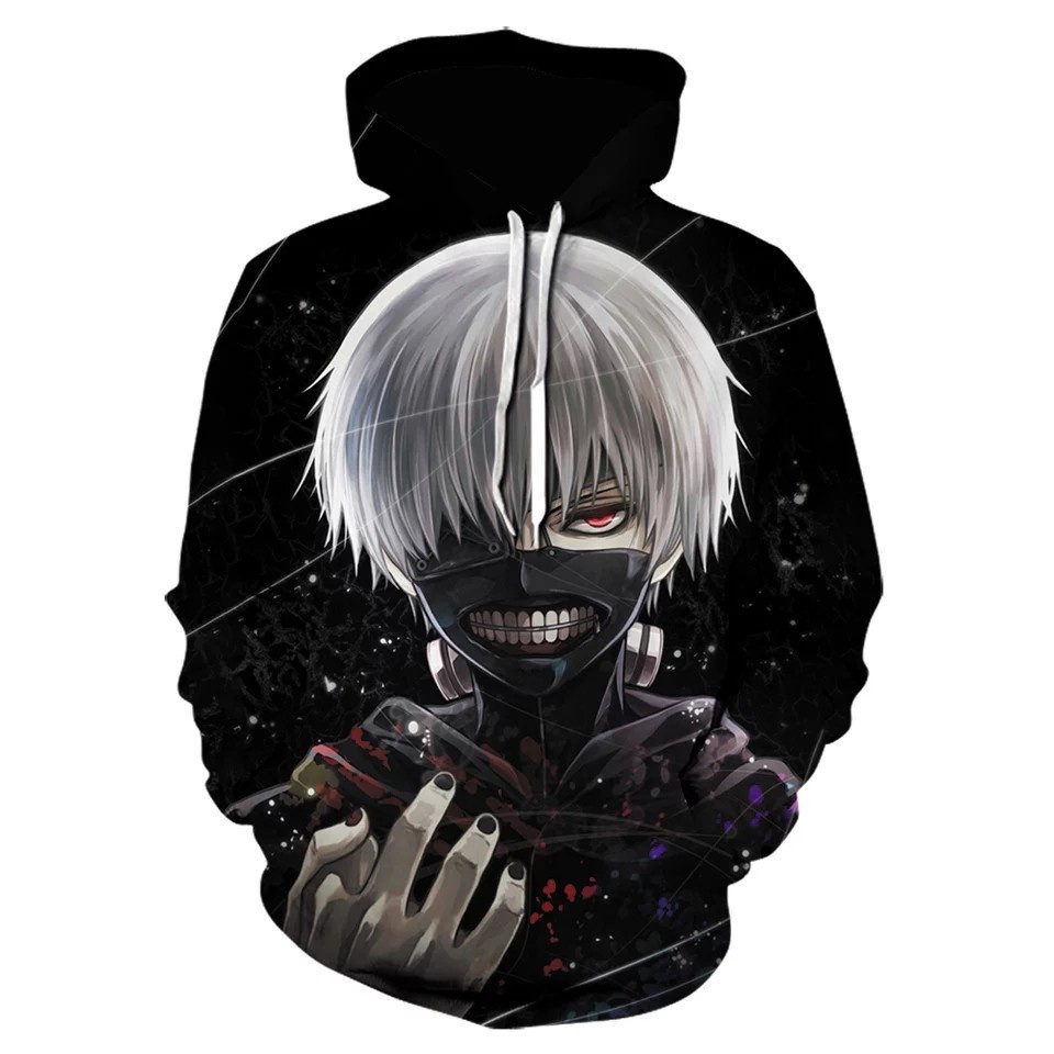 Hoodie Anime Terbaru  Kaneki TOKYO GHOUL / Jaket Anime Kaneki Tokyo Ghoul 3D Full Print / Jaket Hoodie Anak motif Anime Kaneki / Jaket Anime Pria dan wanita Tokyo Ghoul