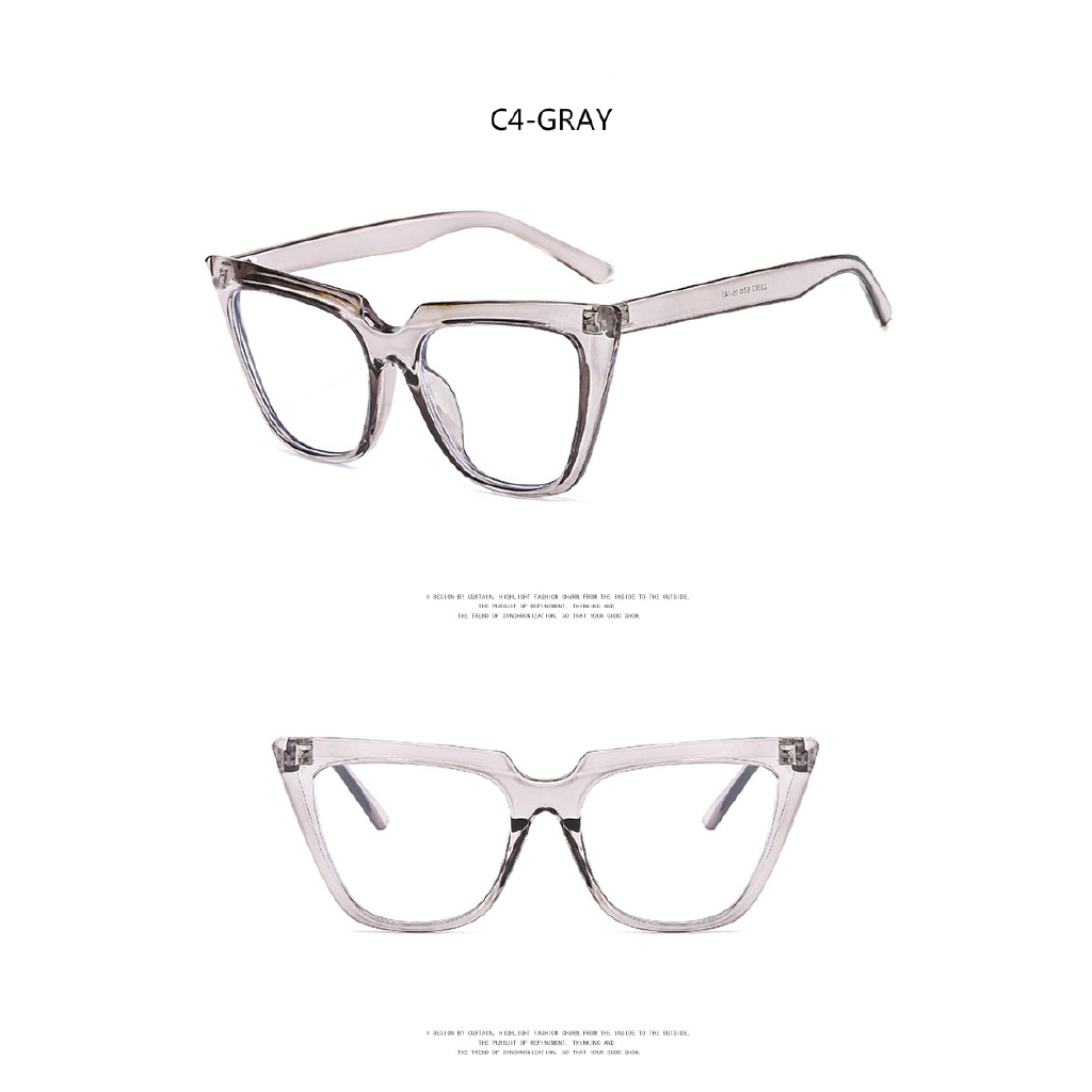 Fashion Anti-Blu-ray Large Frame Cat Eye Korean Men and Women Glasses Metal Hinge