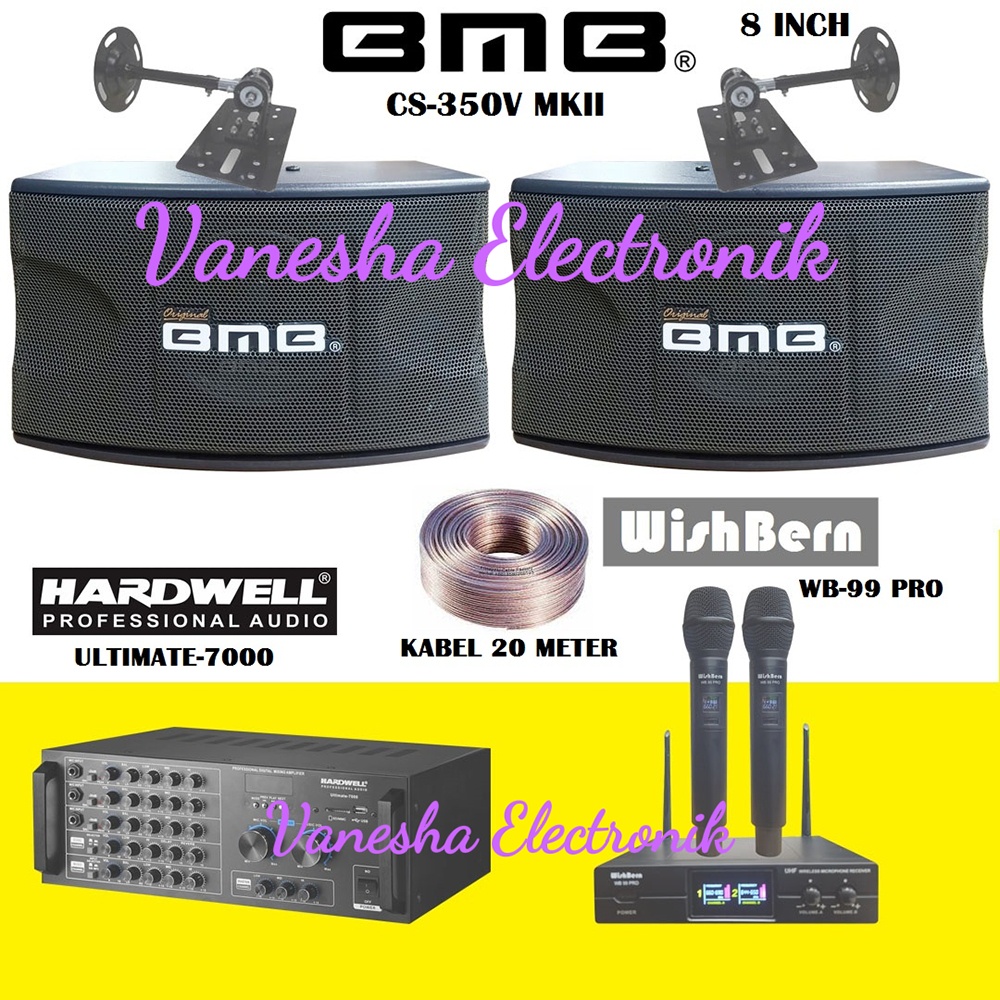 PAKET KARAOKE SPEAKER 8 INCH BMB CS-350V MKII HARDWELL ULTIMATE 7000