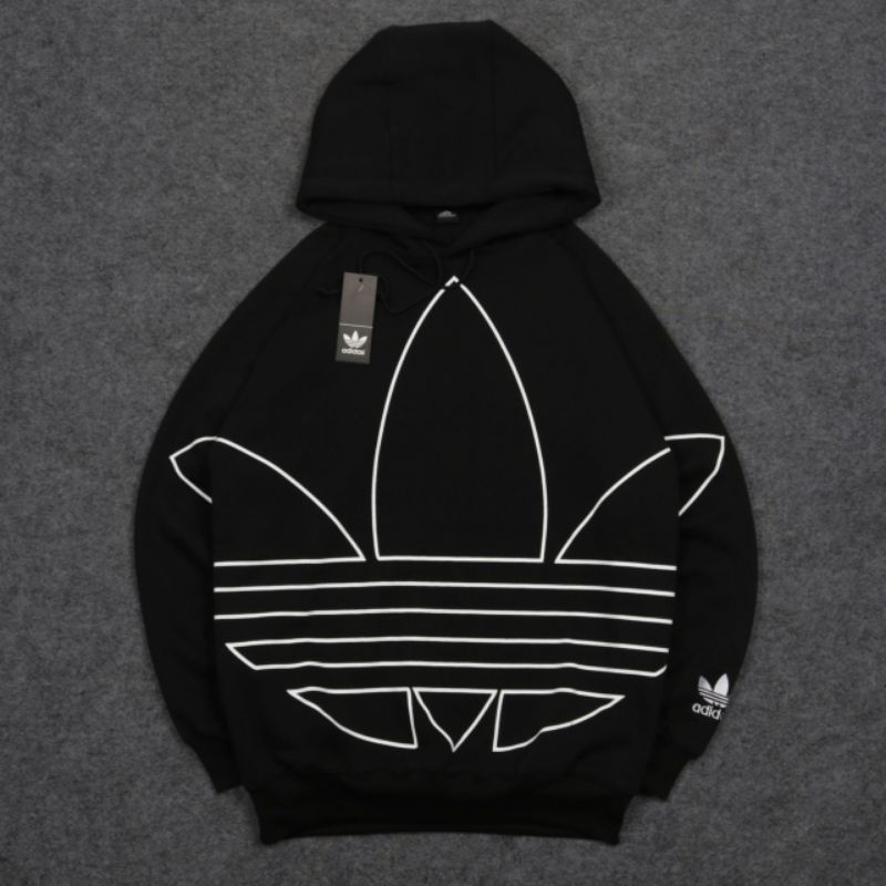 SWEATER HOODIE ADIDAS BIG LOGO HITAM AUTHENTIC FULLTAG &amp; LEBEL