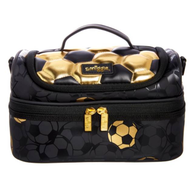 NEW ARRIVAL Ready Jakarta New Smiggle Gold Double Decker Lunchbag with Strap Soccer