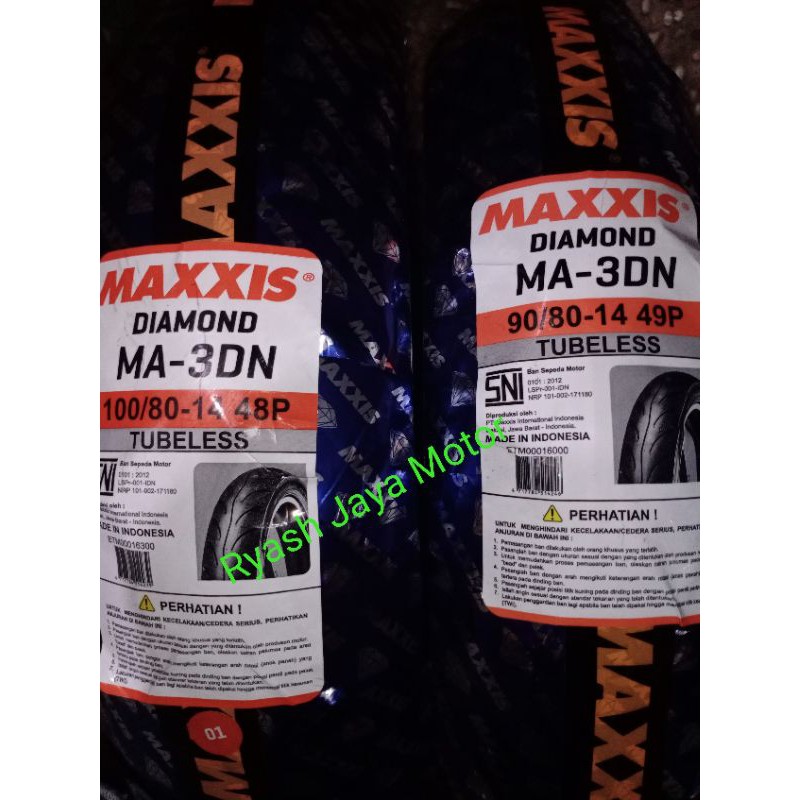 Ban tubeless Maxxis Depan 90/80-14 dan Belakang 100/80-14 for Vario 110/125/150/lexxi/Mio J/Mio Z/mio m3/Lexi/Beat street/Pop/Vario 110 F1/Beat f1