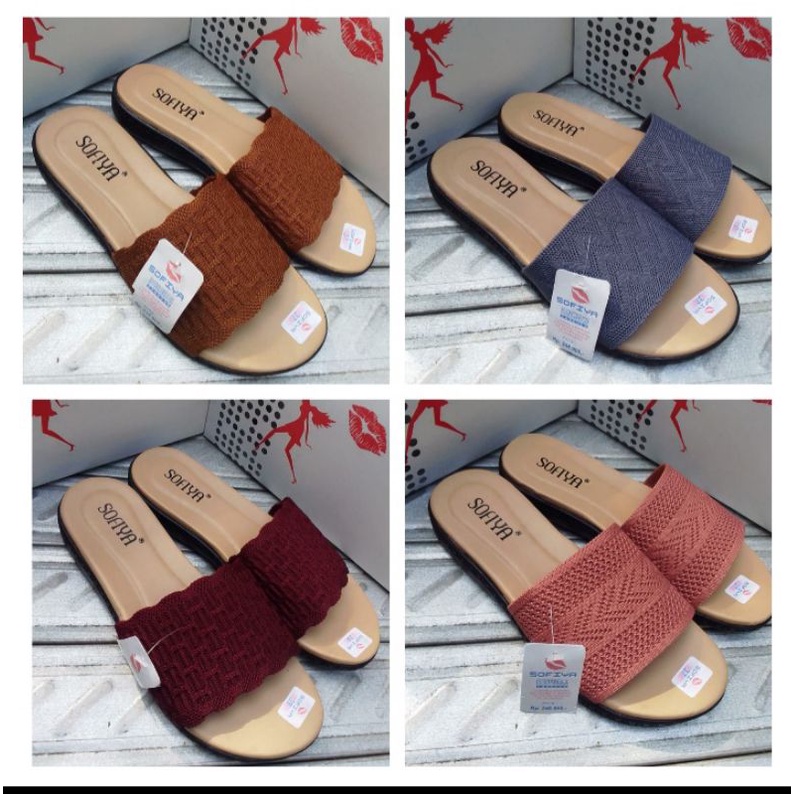sandal slop rajut teplek wanita sofia terbaru/sandal slop wanita kekinian/sandal slop wanita muraho