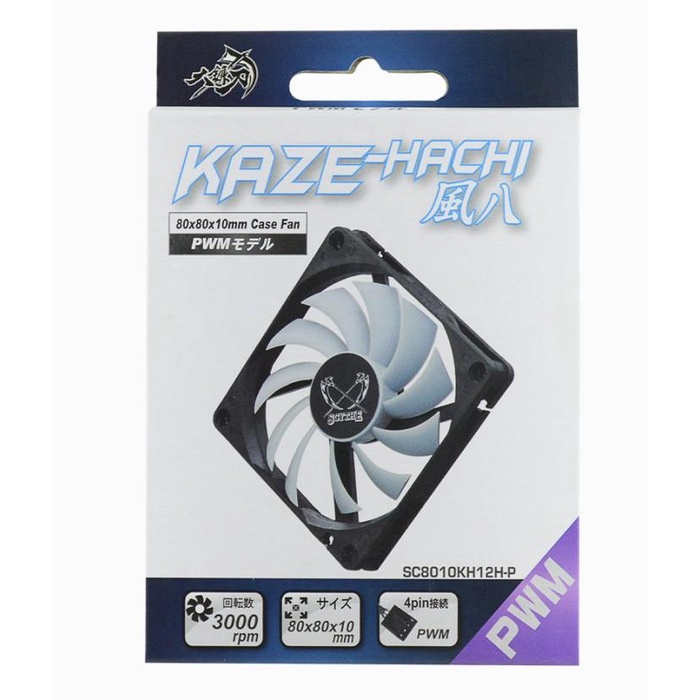 SCYTHE Kaze Hachi 80 mm 8 cm Fan Slim PWM 3000 RPM Case CPU non RGB
