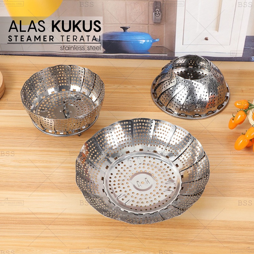 Alas Wadah Kukus Steamer Lipat Alat Steam Kukusan Bunga Teratai Lotus Stainless Steel Baki Uap Serbaguna Multifungsi Minimalis